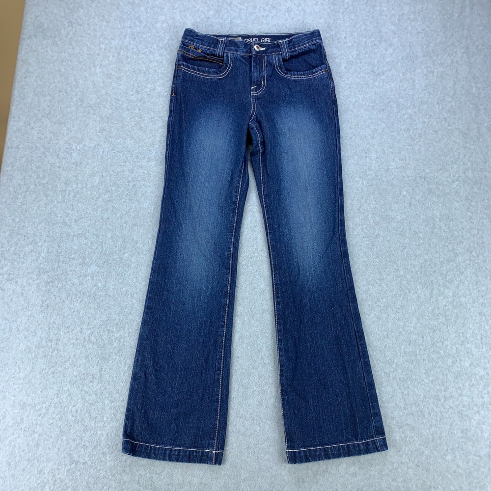 Cruel Girl Jeans Kids Size 16S Blue Denim Straight Leg Adjustable Waist CB2097